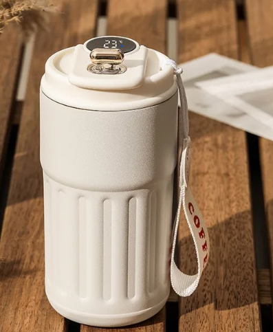 Smart Digital Insulated Travel Mug – 450ml Stainless Steel Vacuum Flask with Temperature Display