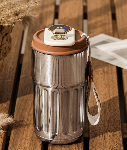 Smart Digital Insulated Travel Mug – 450ml Stainless Steel Vacuum Flask with Temperature Display