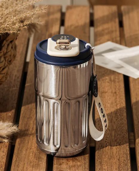 Smart Digital Insulated Travel Mug – 450ml Stainless Steel Vacuum Flask with Temperature Display
